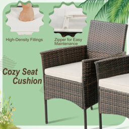 Costway Set Of 4 Patio Dining Chairs Outdoor Garden Pe Wicker Chairs With Removable Cushions - thumbnail 7