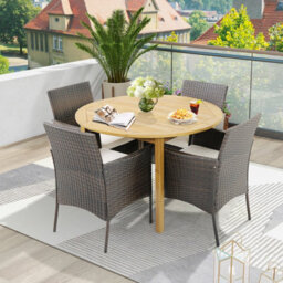 Costway Set Of 4 Patio Dining Chairs Outdoor Garden Pe Wicker Chairs With Removable Cushions - thumbnail 3