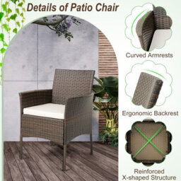Costway Set Of 4 Patio Dining Chairs Outdoor Garden Pe Wicker Chairs With Removable Cushions - thumbnail 8