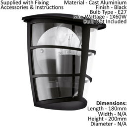 Set Of 2 Modern Black Ip44 Outdoor Wall Lanterns With E27 Bulb Holder - thumbnail 2