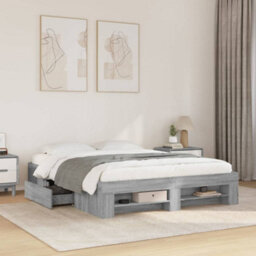 Berkfield Bed Frame Without Mattress Grey Sonoma 150X200 Cm King Size Engineered Wood - thumbnail 1