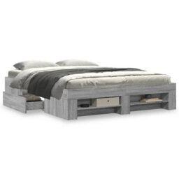Berkfield Bed Frame Without Mattress Grey Sonoma 150X200 Cm King Size Engineered Wood - thumbnail 4