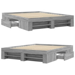Berkfield Bed Frame Without Mattress Grey Sonoma 150X200 Cm King Size Engineered Wood - thumbnail 8