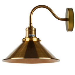 Yellow Brass Retro Wall Sconce 2 Pack Metal Swan Neck Cone Shade Indoor Light For Bedroom, Dining Room - thumbnail 5