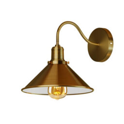 Yellow Brass Retro Wall Sconce 2 Pack Metal Swan Neck Cone Shade Indoor Light For Bedroom, Dining Room - thumbnail 6