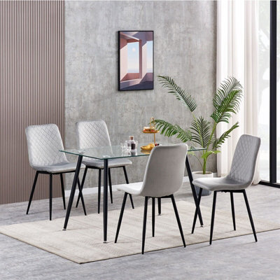 MCC Direct Dining Chairs Velvet Fabric Lexi Set Of 4 Light Grey By Mcc - image 1