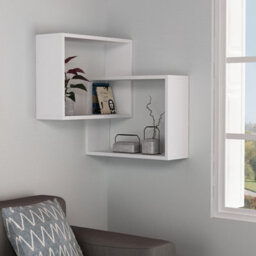 Decortie Ring Corner Wall Mounted Modern Bookcase Shelving Unit Display Unit White 60Cm - thumbnail 1