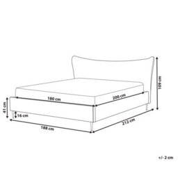 Beliani Bed Velvet Chaleix 180 X 200 Cm (Eu Super King) Light Grey - thumbnail 3