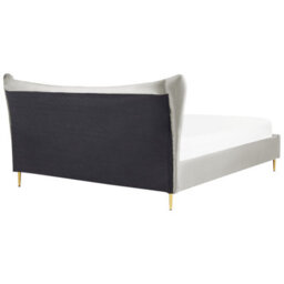 Beliani Bed Velvet Chaleix 180 X 200 Cm (Eu Super King) Light Grey - thumbnail 6