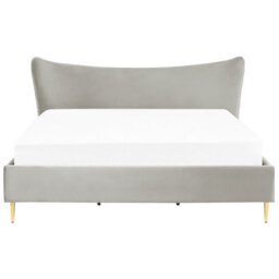 Beliani Bed Velvet Chaleix 180 X 200 Cm (Eu Super King) Light Grey - thumbnail 5