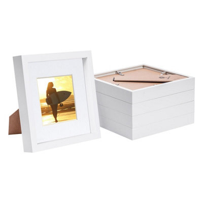 "Nicola Spring 8 X 8"" Photo Frames - White Mount 3D Photo Frame Picture Frame Box Portrait Display Case & Spacer (22.5 X 22.5Cm) X5" - image 1