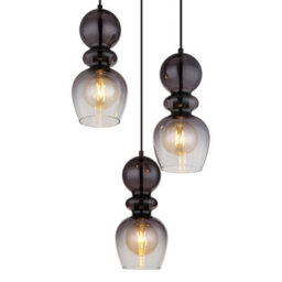 Luminosa Lighting Luminosa Clarity Cluster Pendant Ceiling Light Matt Black Smoke Glass Shade 3X E27 - thumbnail 3