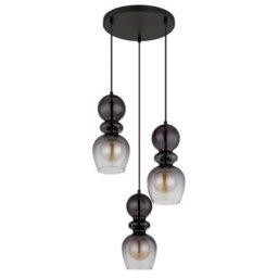 Luminosa Lighting Luminosa Clarity Cluster Pendant Ceiling Light Matt Black Smoke Glass Shade 3X E27 - thumbnail 2