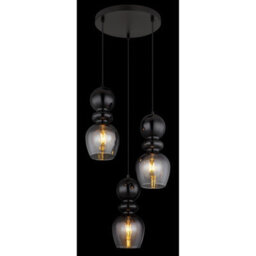 Luminosa Lighting Luminosa Clarity Cluster Pendant Ceiling Light Matt Black Smoke Glass Shade 3X E27 - thumbnail 4
