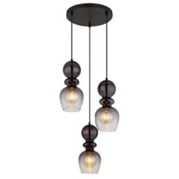 Luminosa Lighting Luminosa Clarity Cluster Pendant Ceiling Light Matt Black Smoke Glass Shade 3X E27 - thumbnail 1