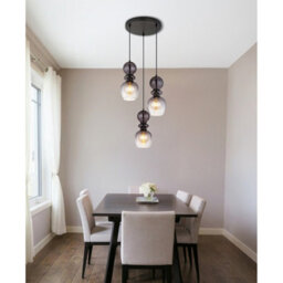 Luminosa Lighting Luminosa Clarity Cluster Pendant Ceiling Light Matt Black Smoke Glass Shade 3X E27 - thumbnail 5
