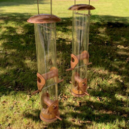 Selections Copper Style Hanging Bird Seed Feeder With 4 Feeding Ports (Set Of 2)
