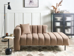 Beliani Left-Hand Chaise Longue Lannils Fabric Light Brown - thumbnail 2