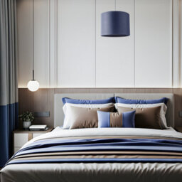 Happy Homewares Classic Navy Blue Faux Leather Lamp Shade With Inner Cotton Lining - thumbnail 6