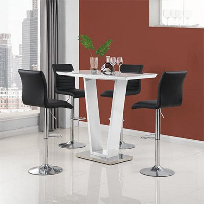 Furniture in Fashion Ilko White High Gloss Bar Table With 4 Ripple Black Stools - image 1