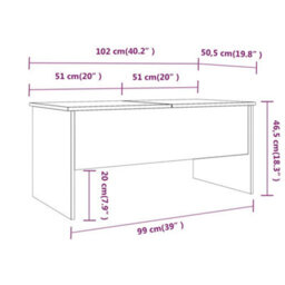 Berkfield Coffee Table Smoked Oak 102X50.5X46.5 Cm Engineered Wood - thumbnail 9