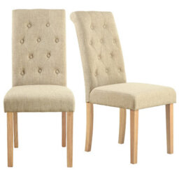 Hallowood Furniture Buttoned Cream Fabric Dining Chair (Kd, Pair) - thumbnail 8