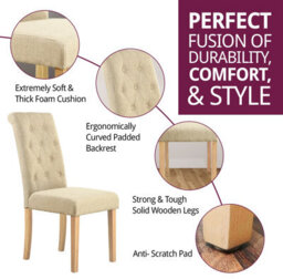 Hallowood Furniture Buttoned Cream Fabric Dining Chair (Kd, Pair) - thumbnail 2