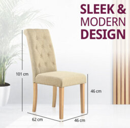 Hallowood Furniture Buttoned Cream Fabric Dining Chair (Kd, Pair) - thumbnail 3