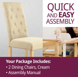 Hallowood Furniture Buttoned Cream Fabric Dining Chair (Kd, Pair) - thumbnail 7