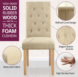Hallowood Furniture Buttoned Cream Fabric Dining Chair (Kd, Pair) - thumbnail 4