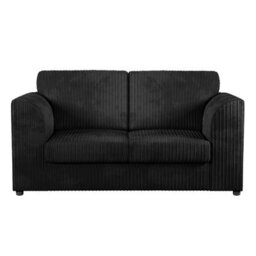 Furnishings For Less UK Luxor Jumbo Cord 2 + 1 + 1 Fabric 3 Piece Sofa Suite - Fullback Black - thumbnail 2