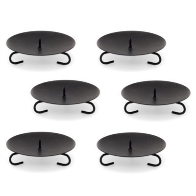 Traditional Round Black Metal Pillar Candle Holder Sets With Spikes Pack Of 6 - image 1