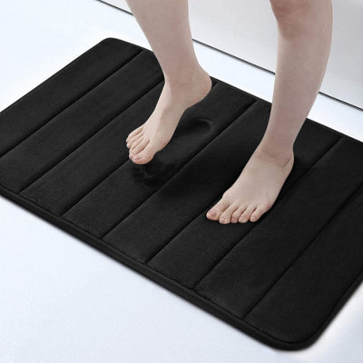Luxury Memory Foam Bathroom Rug 50 X 80 Cm Black Non Slip Shower Mat - image 1