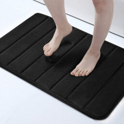 Luxury Memory Foam Bathroom Rug 50 X 80 Cm Black Non Slip Shower Mat