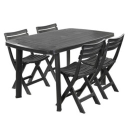 Urbn-Living Urbnliving 72Cm Height Large Collapsible Table With 4 Folding Chairs Outdoor Garden Patio Furniture Set - thumbnail 1