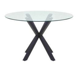 Orsina Elegant Glass Top Dining Table With Black Metal Legs, Contemporary Dining Table, Sturdy Modern Table - thumbnail 2