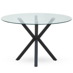 Orsina Elegant Glass Top Dining Table With Black Metal Legs, Contemporary Dining Table, Sturdy Modern Table - thumbnail 7
