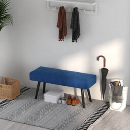 Homcom End Of Bed Bench, Upholstered Hallway Bedroom With Steel Legs, Blue - thumbnail 8