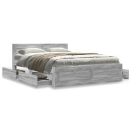 Berkfield Bed Frame With Headboard Without Mattress Grey Sonoma 120X190 Cm Small Double - thumbnail 4