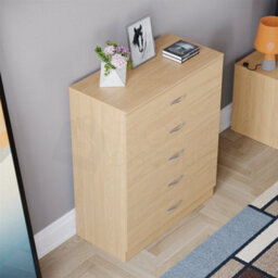 Pine Modern Chest Of Drawers Bedside Table Cabinet 5 Drawer Bedroom Storage - thumbnail 4