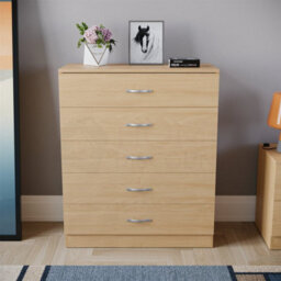 Pine Modern Chest Of Drawers Bedside Table Cabinet 5 Drawer Bedroom Storage - thumbnail 3