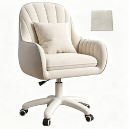 Swivel Office Chair, Vanity Desk Chair With Throw Pillow - thumbnail 1