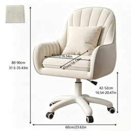 Swivel Office Chair, Vanity Desk Chair With Throw Pillow - thumbnail 2