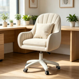 Swivel Office Chair, Vanity Desk Chair With Throw Pillow - thumbnail 3