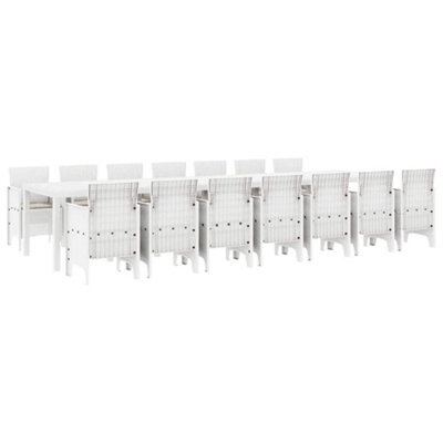 Berkfield Modern Garden Dining Set 15 Pcs White Polt Rattan - image 1