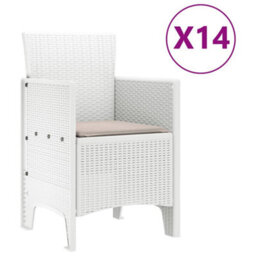 Berkfield Modern Garden Dining Set 15 Pcs White Polt Rattan - thumbnail 5