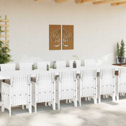 Berkfield Modern Garden Dining Set 15 Pcs White Polt Rattan - thumbnail 3