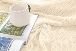 Ehc Cotton Soft Hand Woven Reversible Lightweight Adult Cellular Blanket, Double 230Cm X 230Cm, Cream - thumbnail 6