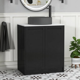 Royal Bathrooms Royal Bathroom Elmore 700mm Matt Nocturne Black Freestanding Countertop Bathroom Vanity Unit 2 Door With Art Round Basin - thumbnail 1