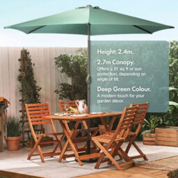 Vonhaus 2.7M Parasol With Base, Hand Crank & Tilt Function, Uv30+ Protection, Air Vent, Powder Coated Steel Frame - thumbnail 3
